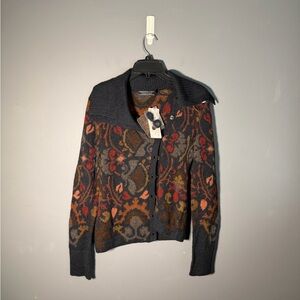 Peruvian Connection Treillage Button Up Floral Alpaca Cardigan Size XS